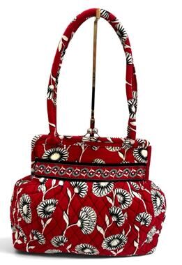 Vera Bradley Deco Daisy Red Eloise Kiss Lock Frame Bag Retired 2011 Floral